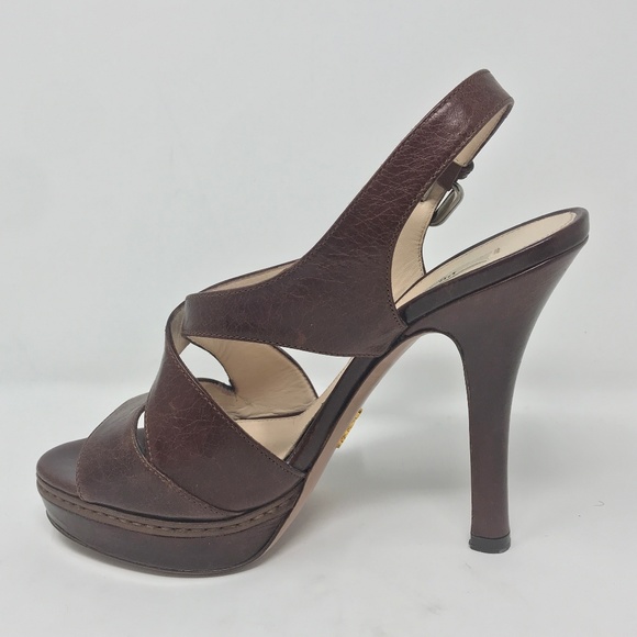 Prada Brown Leather Heels - Picture 4 of 7